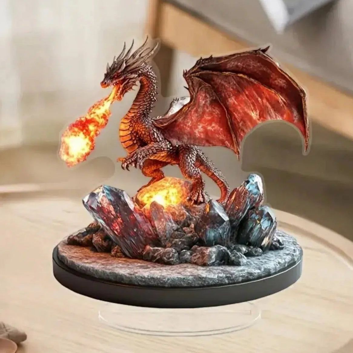 Fire Dragon 2D Flat Acrylic Figurine Dragon Table Ornament Dragon Desk Decor-MoonChildWorld