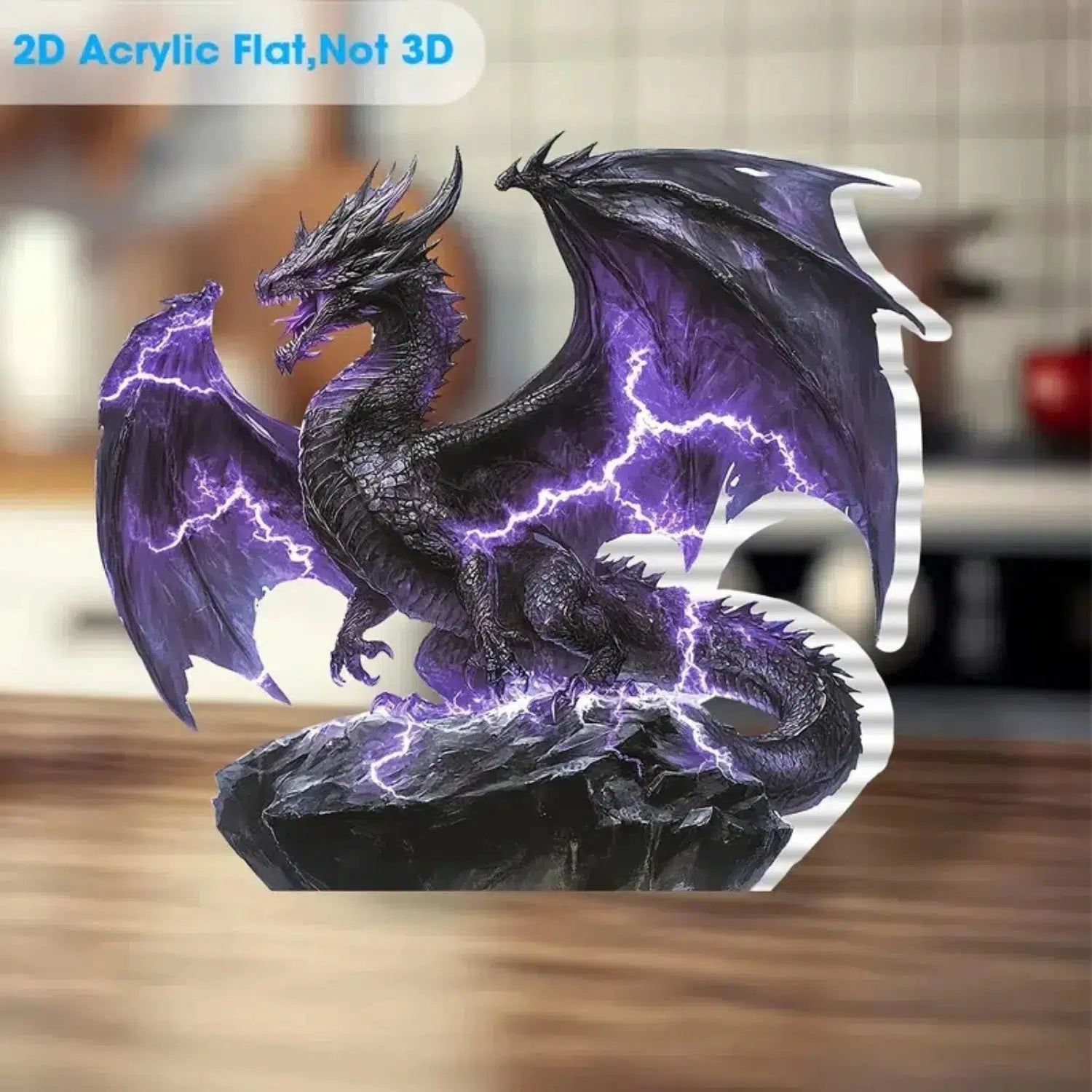 Purple Dragon 2D Flat Acrylic Figurine Dragon Table Ornament Dragon Desk Decor-MoonChildWorld