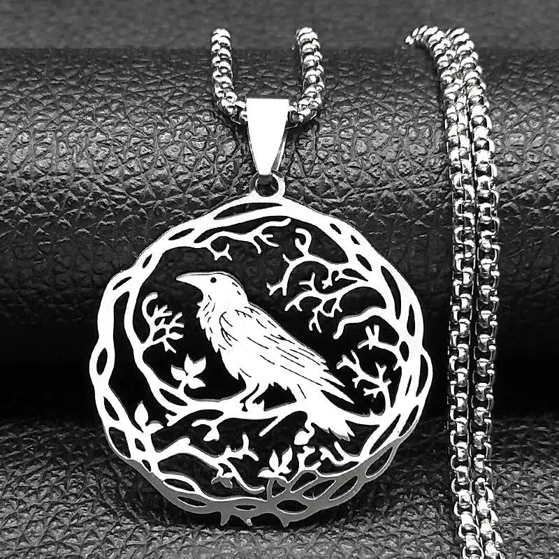 Gothic Crow Necklace Witchy Raven Necklace-MoonChildWorld