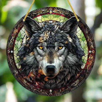 Spirit Wolf Suncatcher Witchy Acrylic Sign