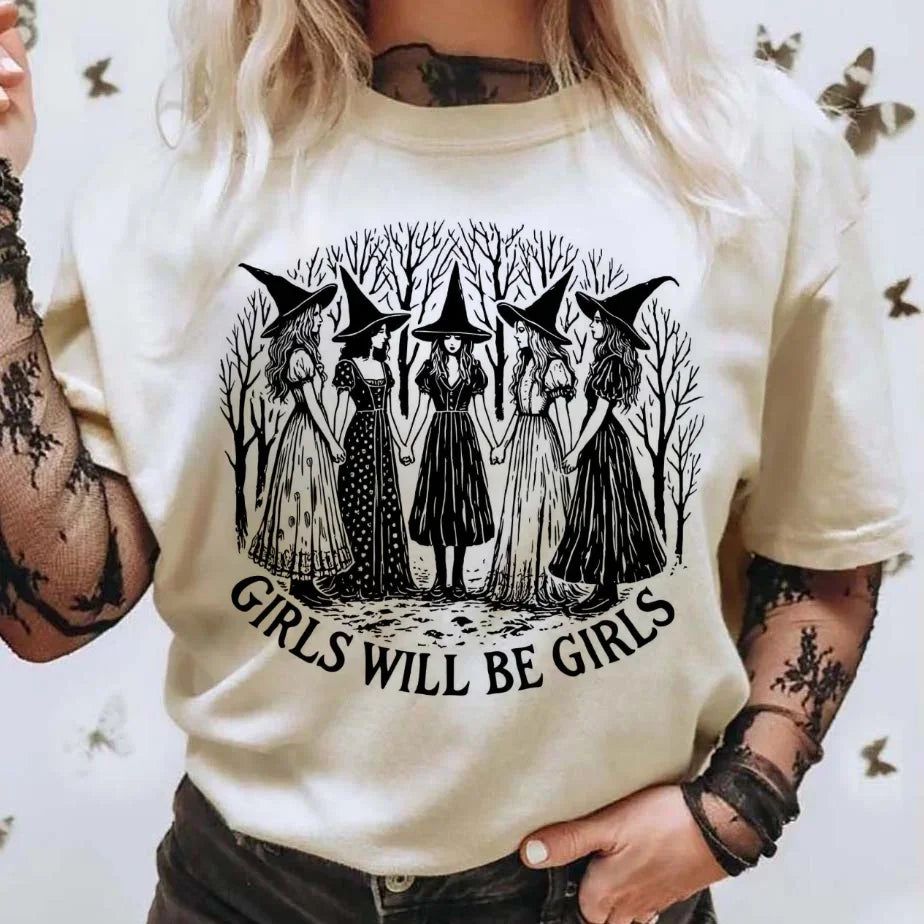 Vintage Witch T-shirt Funny Halloween T-shirt-MoonChildWorld