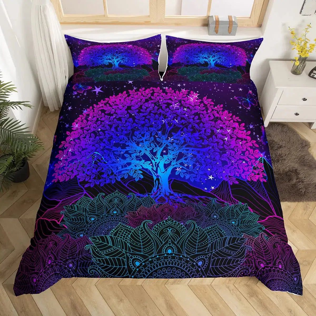 Wicca Pagan Sun Moon Duvet Cover Tree of Life Bedding Set-MoonChildWorld