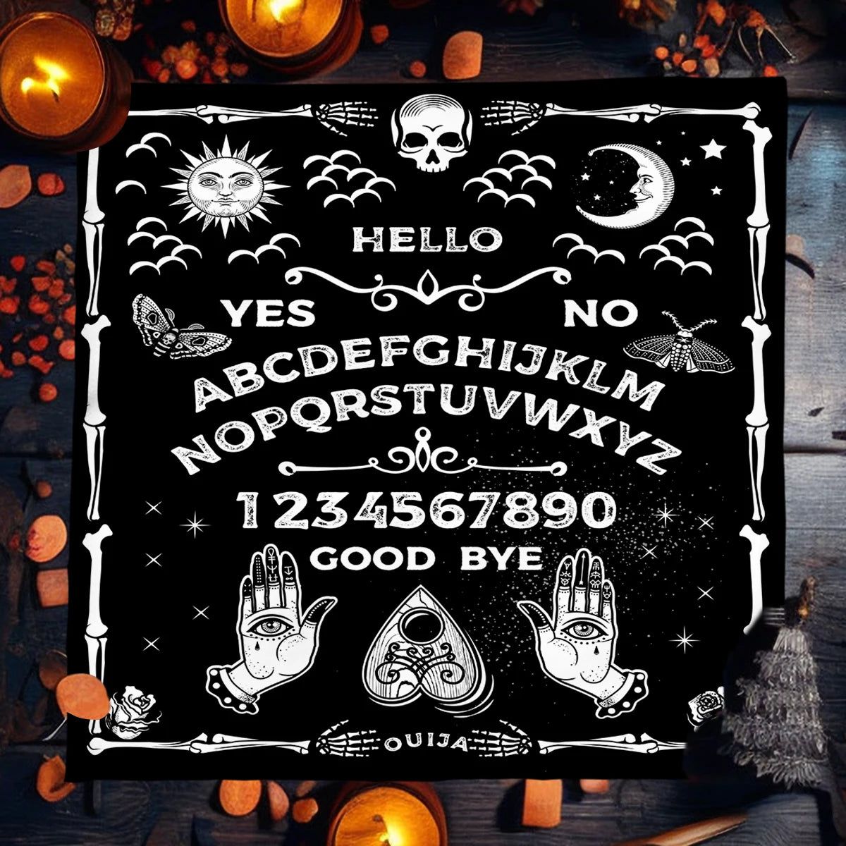 Ouija Board Tarot Card Tablecloth Wicca Altar Cloths Mystical Pagan Tablecloth-MoonChildWorld