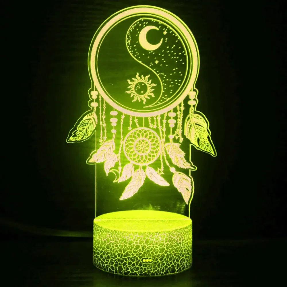 Sun Moon Dreamcatcher 3D Illusion Lamp Dream Catcher LED Night Light-MoonChildWorld