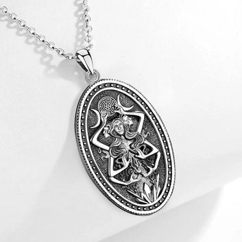 Witchy Hecate Necklace- Wicca Triple Goddess Necklace- 925 Sterling Silver Hekate Wheel Pagan Goddess Necklace-Witchcraft Jewelry