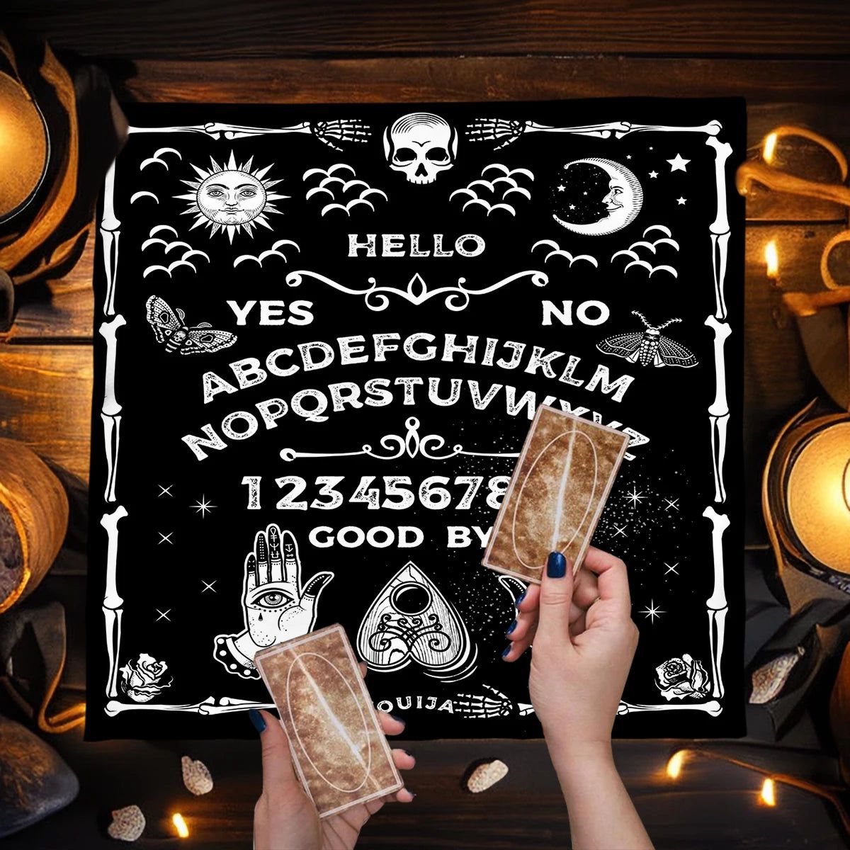 Ouija Board Tarot Card Tablecloth Wicca Altar Cloths Mystical Pagan Tablecloth-MoonChildWorld