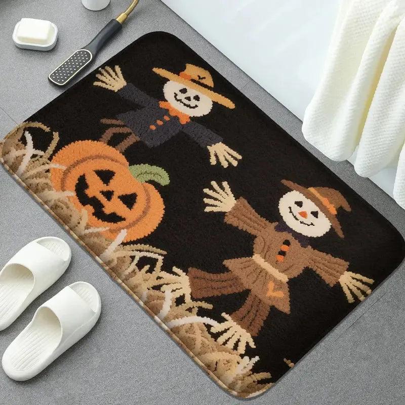 Gothic Doormat Witch Welcome Mat - Spooky Halloween Decor with Cute Scarecrow and Bat-MoonChildWorld