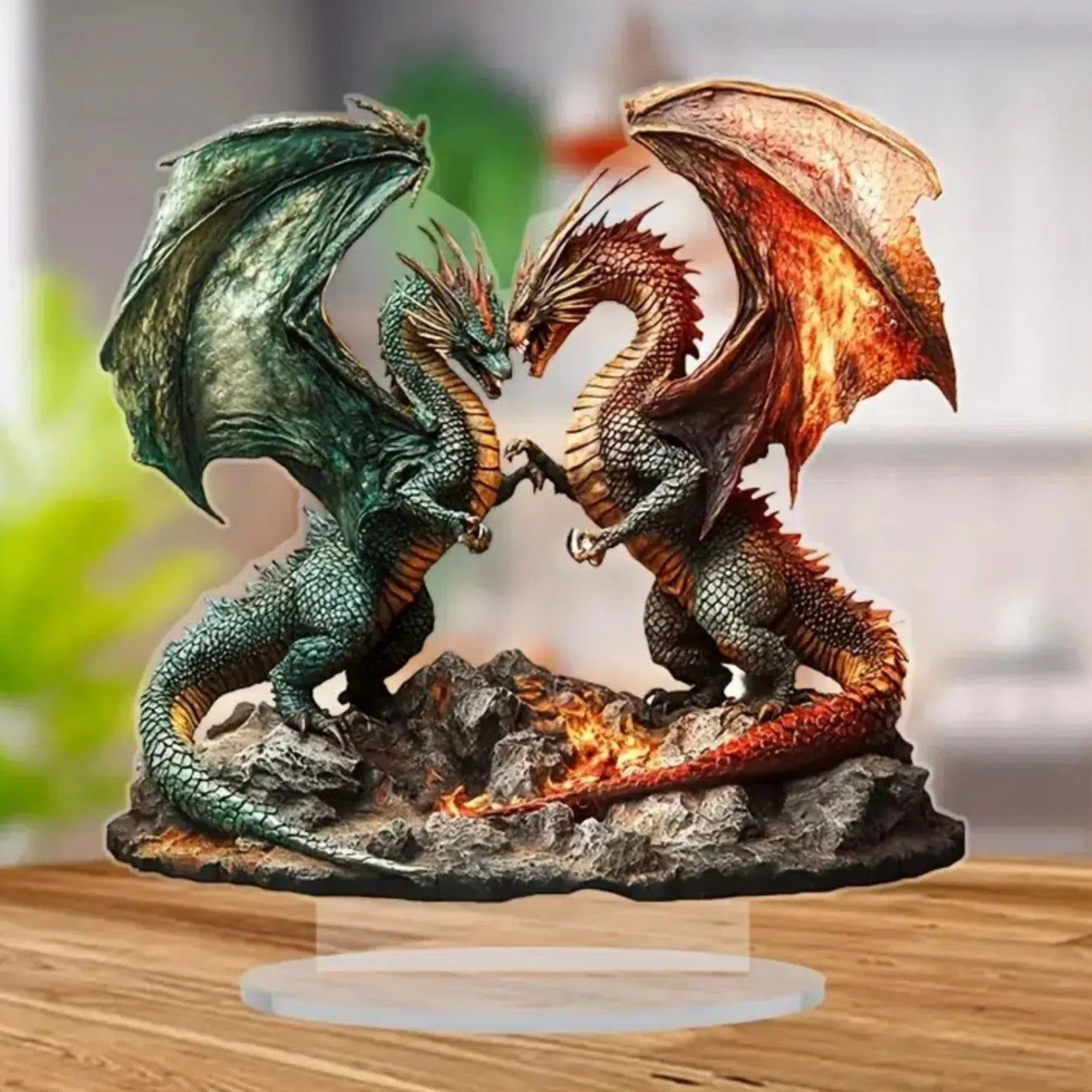 Giant Dragon 2D Flat Acrylic Figurine Dragon Table Ornament Dragon Desk Decor-MoonChildWorld