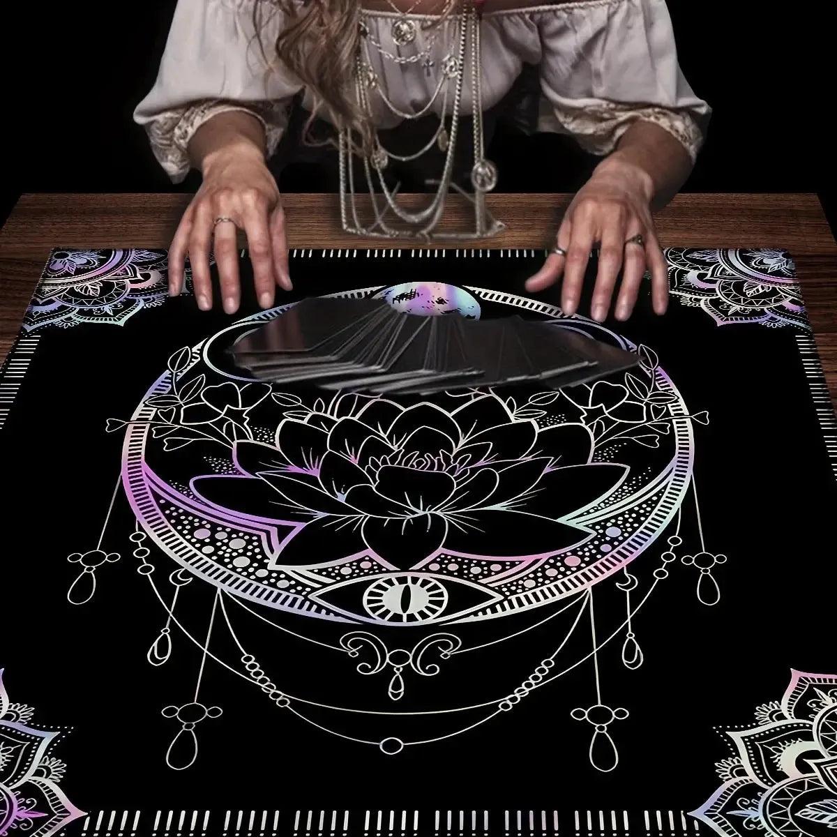 Mandala Design Pagan Altar Cloth Witchy Tarot Cloth for Reading Divination Witch Ritual Decor-MoonChildWorld
