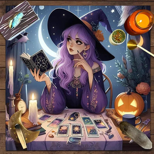 Mystic Witch Tarot Table Cloth Wicca Altar Cloth for Reading Divination