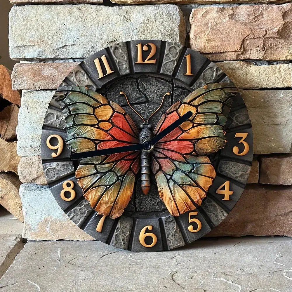 Wall Clock With Butterfly Wings-MoonChildWorld