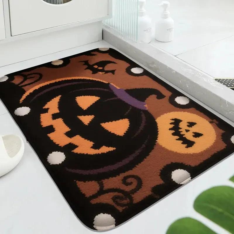 Witch Doormat Welcome Mat - Gothic Halloween Decor with Spooky Ghost, Pumpkin, Black Cat & Bat-MoonChildWorld