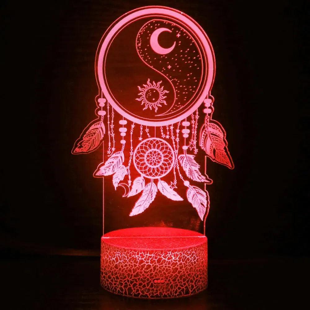 Sun Moon Dreamcatcher 3D Illusion Lamp Dream Catcher LED Night Light-MoonChildWorld