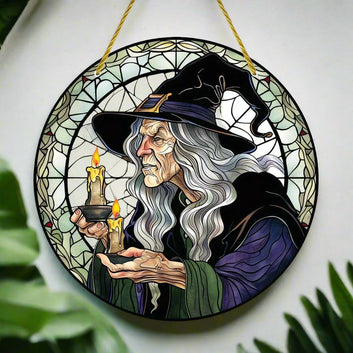 Old Witch Suncatcher Halloween Acrylic Sign