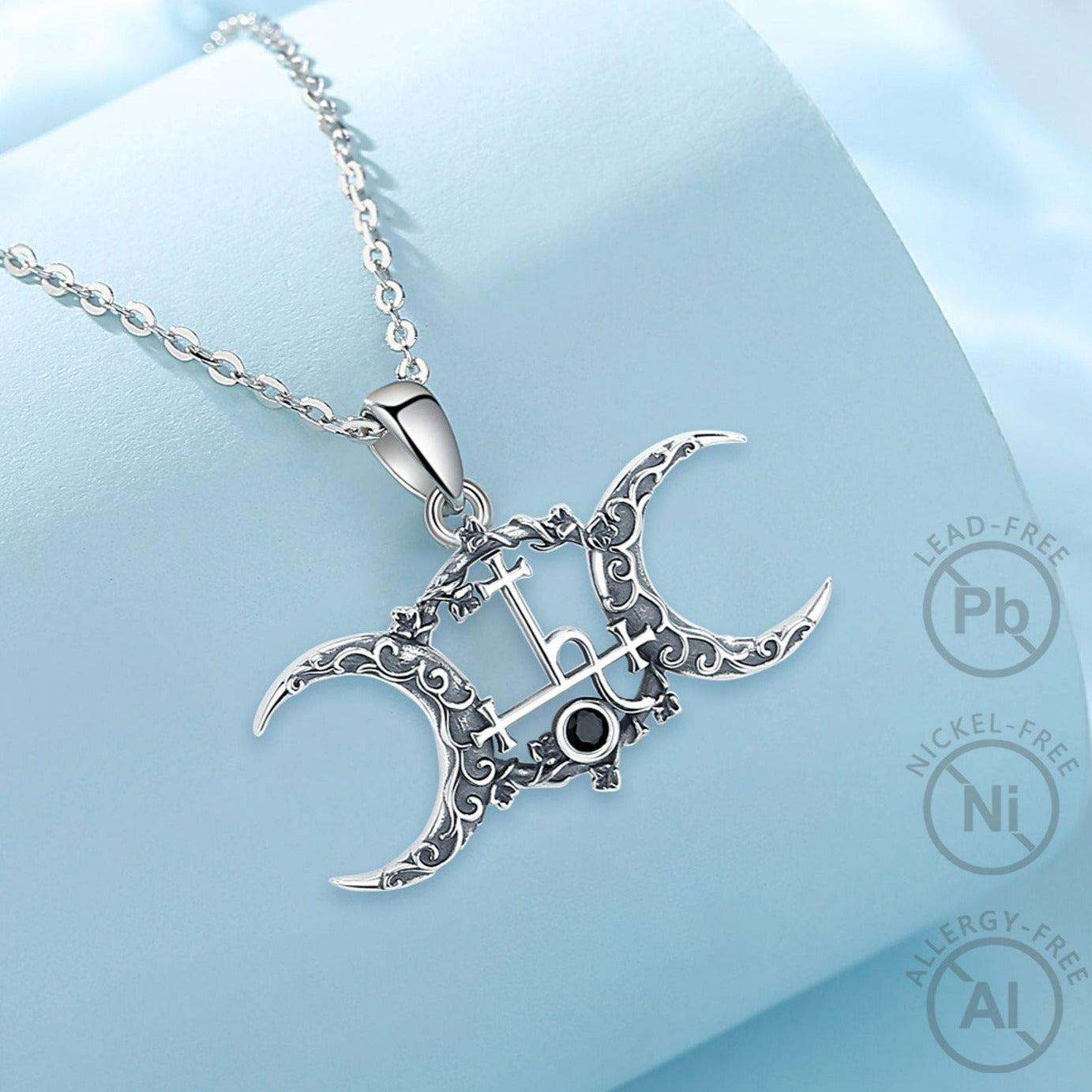 Lilith Sigil Necklace Triple Moon Goddess Necklace-MoonChildWorld