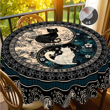 Yin-Yang Cat Spirit Tablecloth-MoonChildWorld