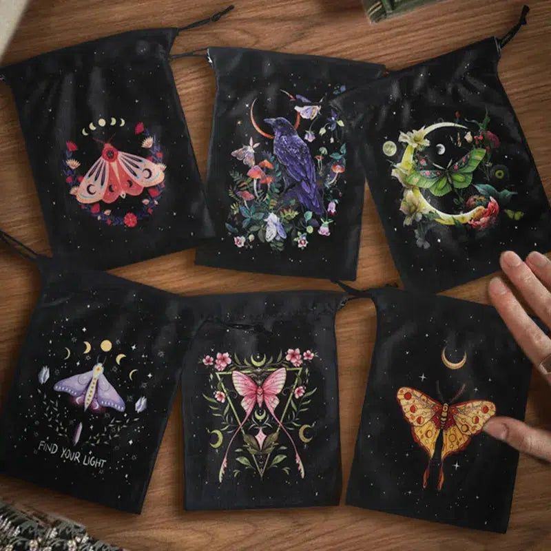 Tarot Card Storage Bag Luna Moth Witch Tarot Pouch-MoonChildWorld