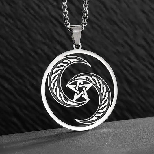 Pentagram Moon Witchcraft Necklace Wicca Jewelry