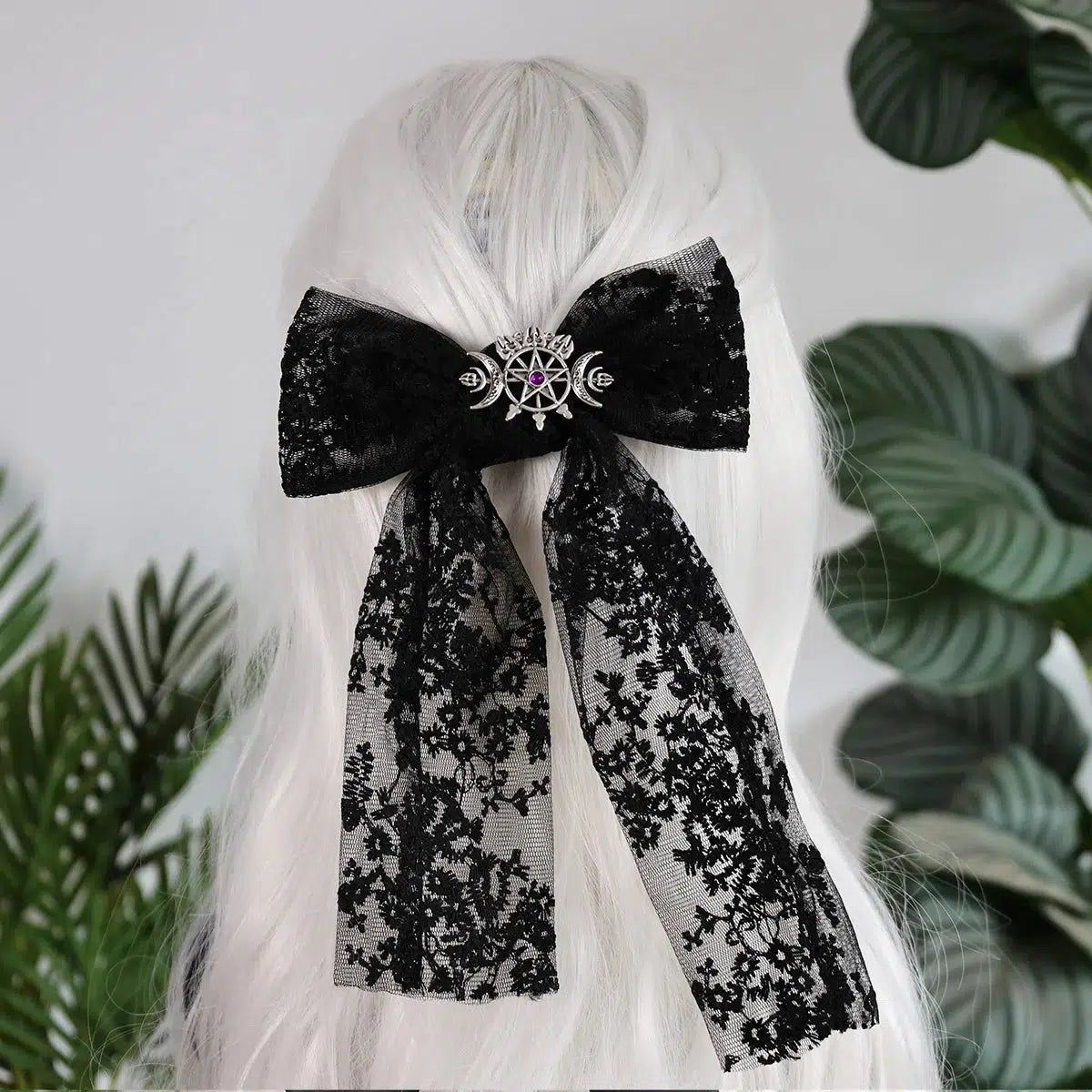 Charming Black Lace Bow Tie Inlaid Wicca hair jewelry-MoonChildWorld