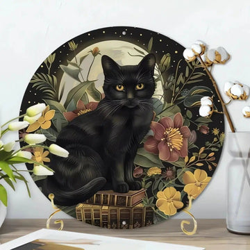 Moon Black Cat Metal Sign Wicca Home Decor-MoonChildWorld