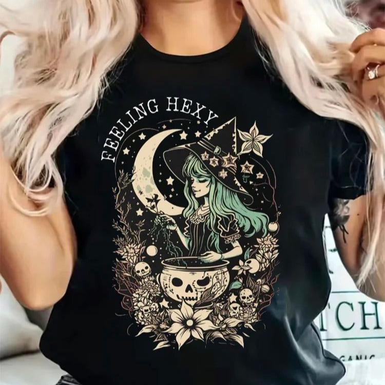 Gothic Witch T-shirt Funny Halloween T-shirt-MoonChildWorld