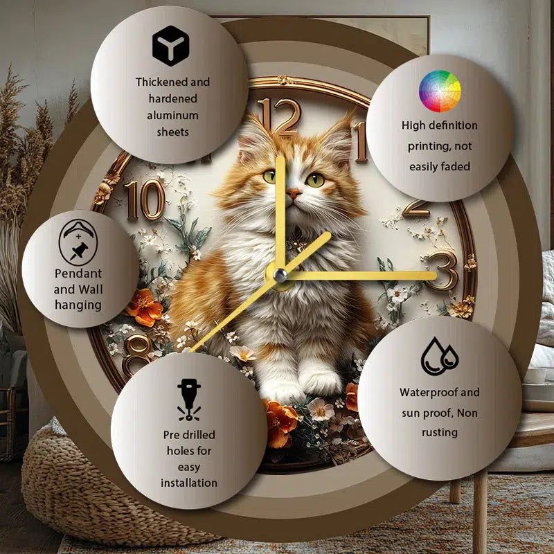 British Longhair Cat Wall Clock for Cat Lovers-MoonChildWorld