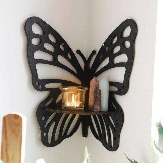 Crystal Shelf Display Butterfly Wooden Wall Shelves