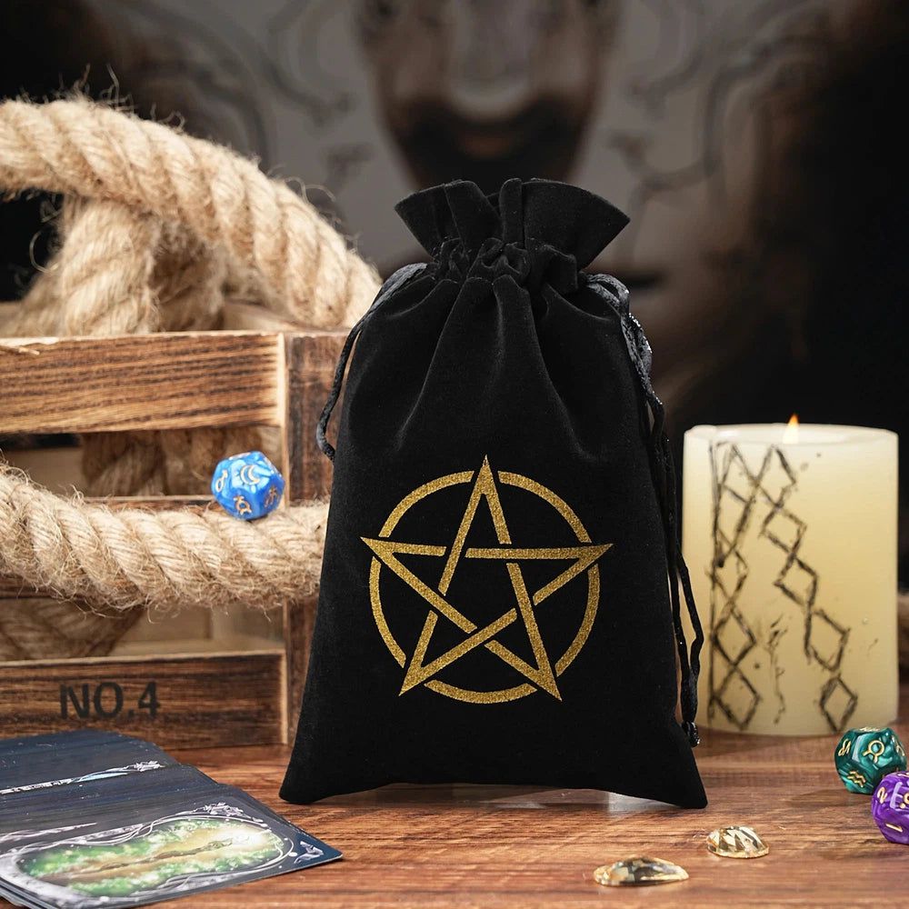 Black Velvet Tarots Cards Storage Bag-MoonChildWorld