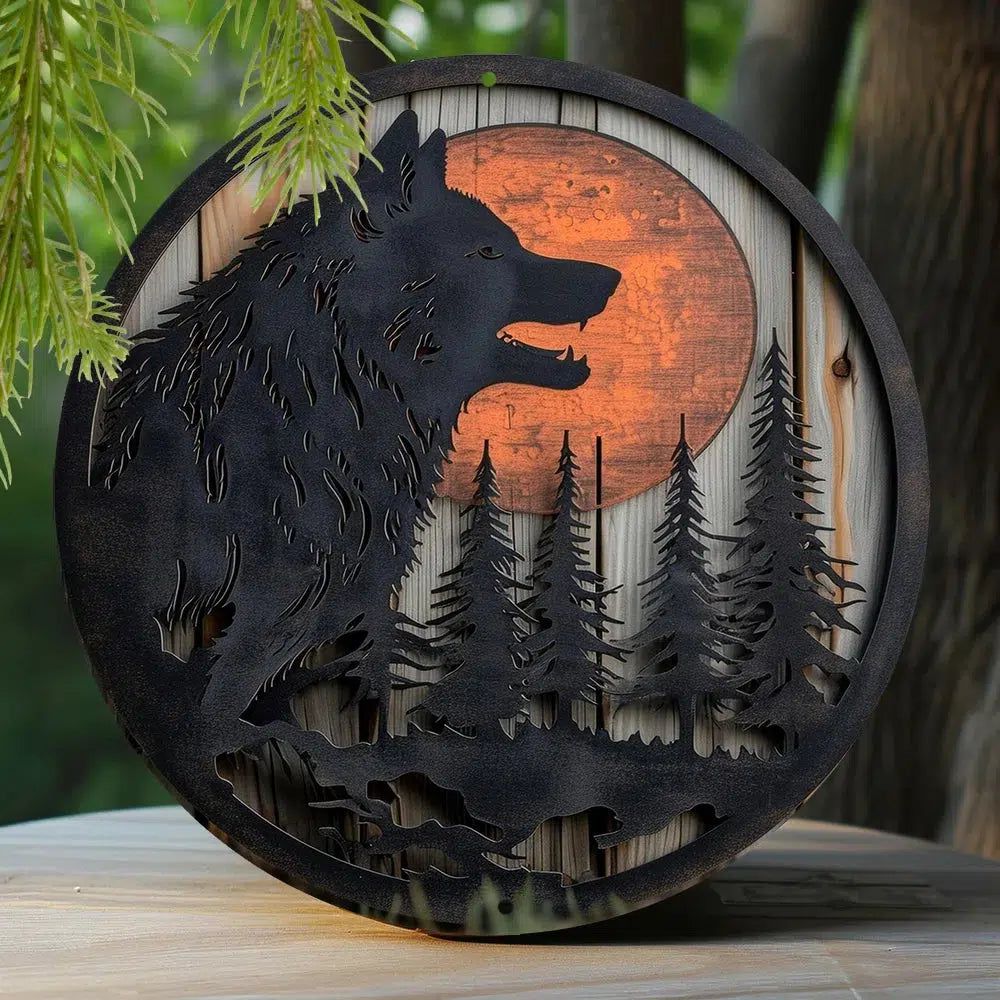 Moon Wolf Metal Sign Gothic Home Decor-MoonChildWorld