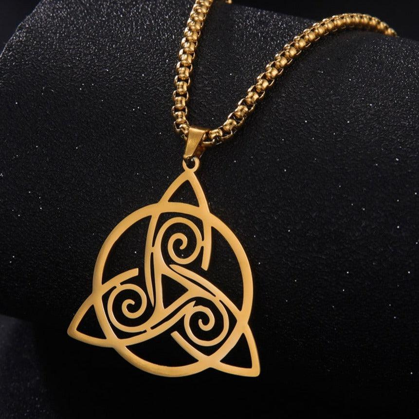 Triskelion Celtic Necklace Pagan Jewelry-MoonChildWorld