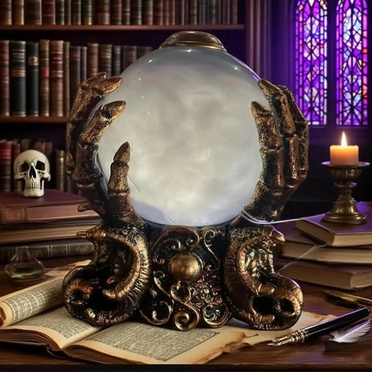 Crystal Ball Halloween LED Light Gothic Witch Lamp Desk Decorations for Witch Home Decor