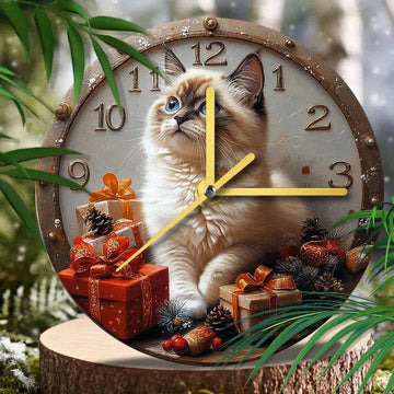 Siamese Cat Wall Clock for Cat Lovers Christmas Decorations-MoonChildWorld