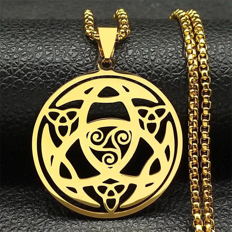 Celtic Knot Trinity Triple Spiral Pagan Necklace-MoonChildWorld