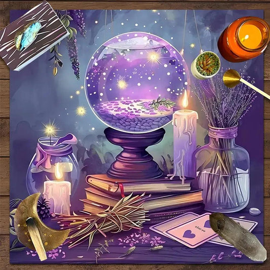 Magic Crystal Ball Wicca Altar Cloth Witchy Tarot Cloth for Reading Divination Witch  Ritual Decor