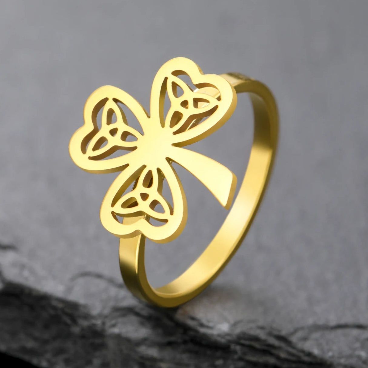 Lucky Clover Celtic Knot Witchcraft Ring Wiccan Jewelry-MoonChildWorld