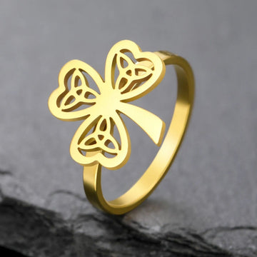 Lucky Clover Celtic Knot Witchcraft Ring Wiccan Jewelry-MoonChildWorld