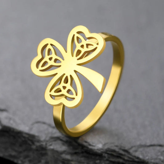 Lucky Clover Celtic Knot Witchcraft Ring Wiccan Jewelry