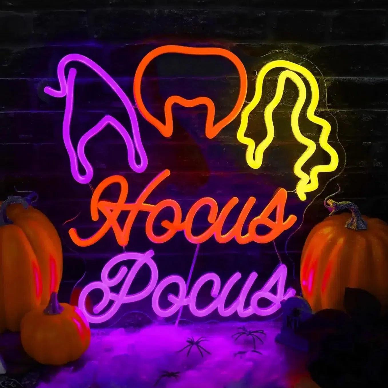 Hocus Pocus Neon Signs Witch Neon Lights for Halloween Wall Decor-MoonChildWorld