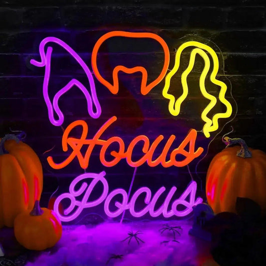 Hocus Pocus Neon Signs Witch Neon Lights for Halloween Wall Decor