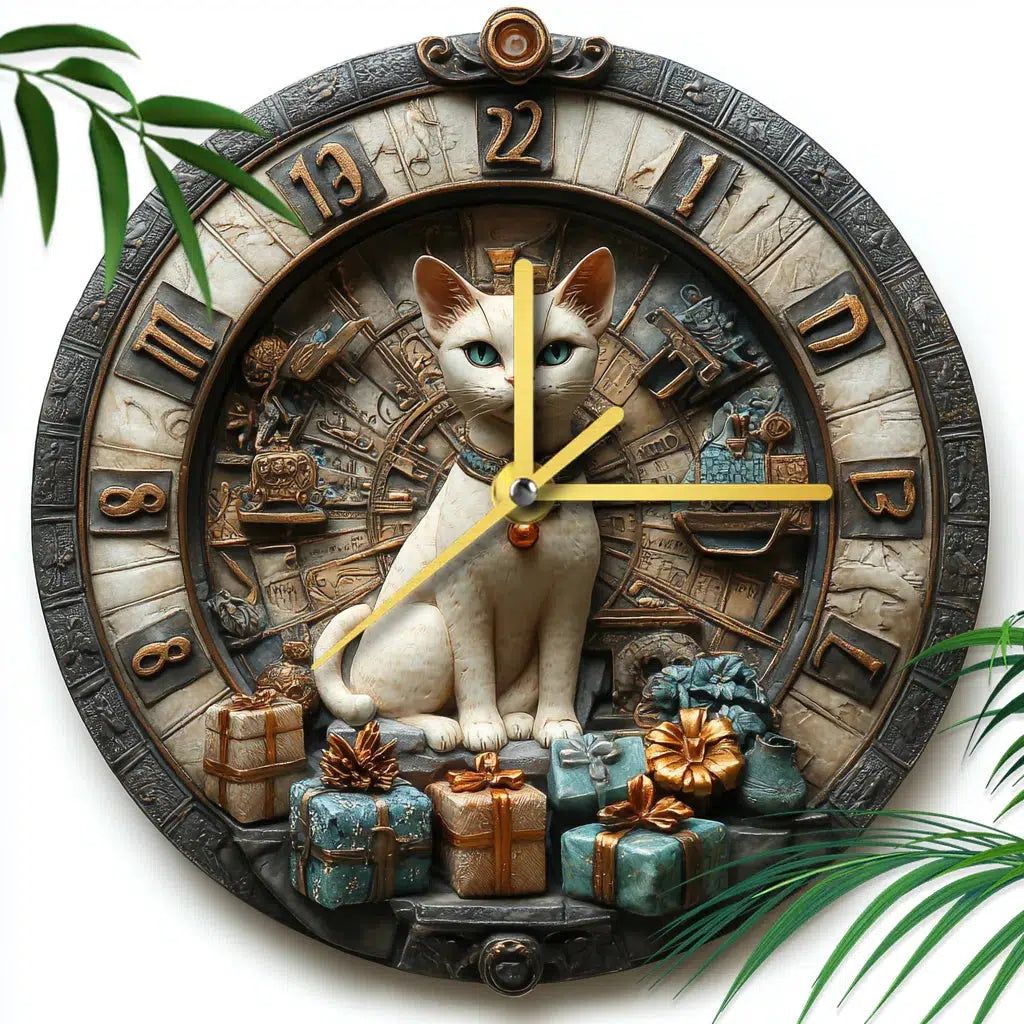 Sphynx Cat Wall Clock for Cat Lovers Christmas Decorations-MoonChildWorld