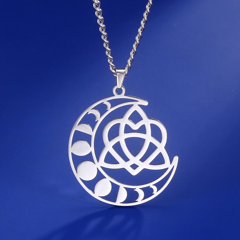 Celtics Knot Moon phases Crescent Moon Necklace-MoonChildWorld