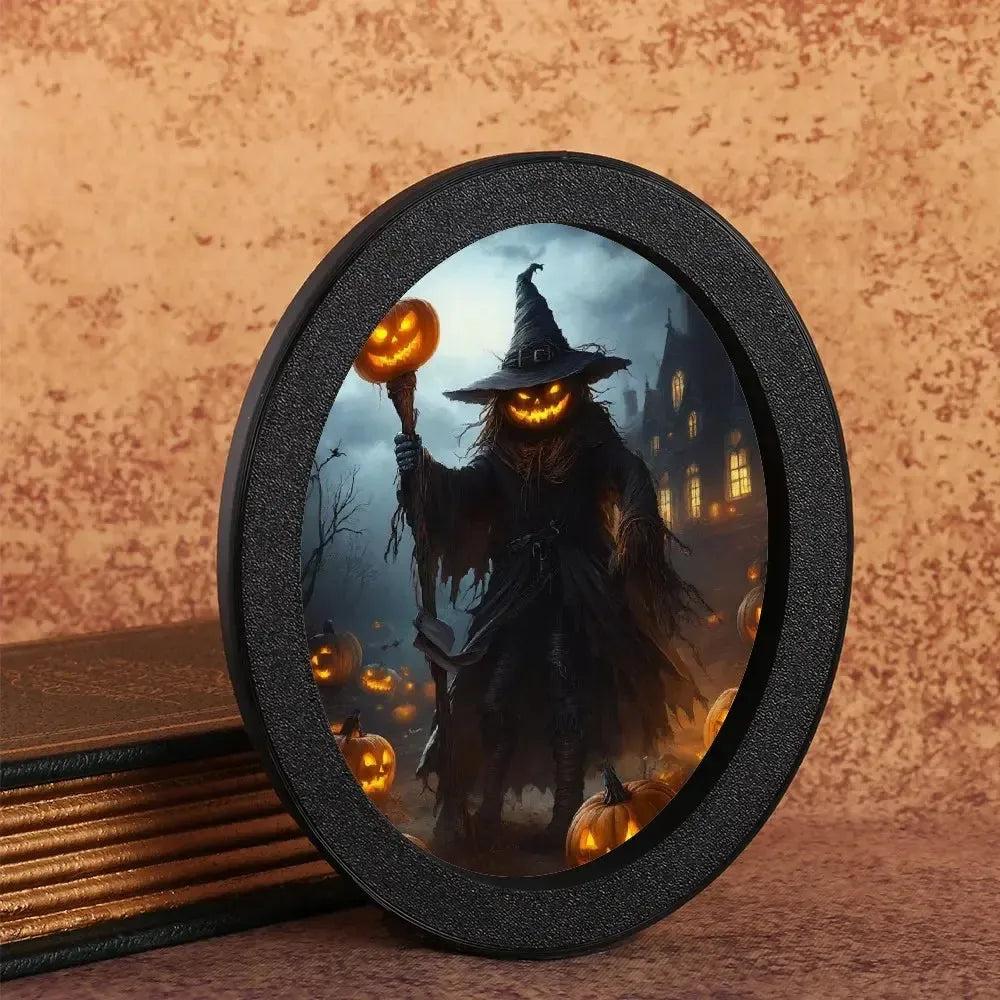 Headed Wizard Wooden Oval Frame - Gothic Witch Oval Wall Art - Halloween Wall Decoration-MoonChildWorld