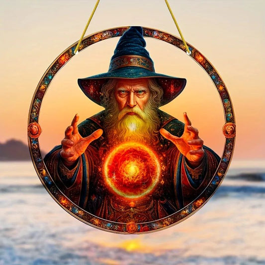 Wizard Magic Suncatcher Witchcraft Acrylic Round Sign