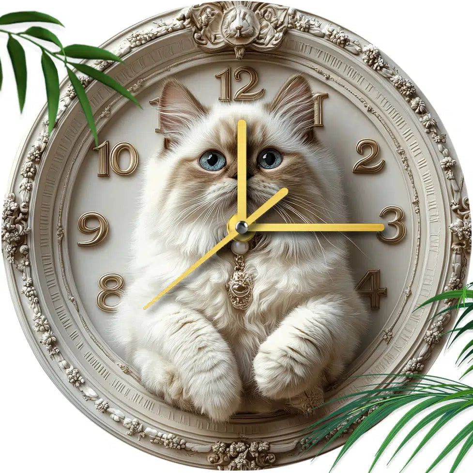 Persian Cat Siamese Cat Wall Clock for Cat Lovers-MoonChildWorld