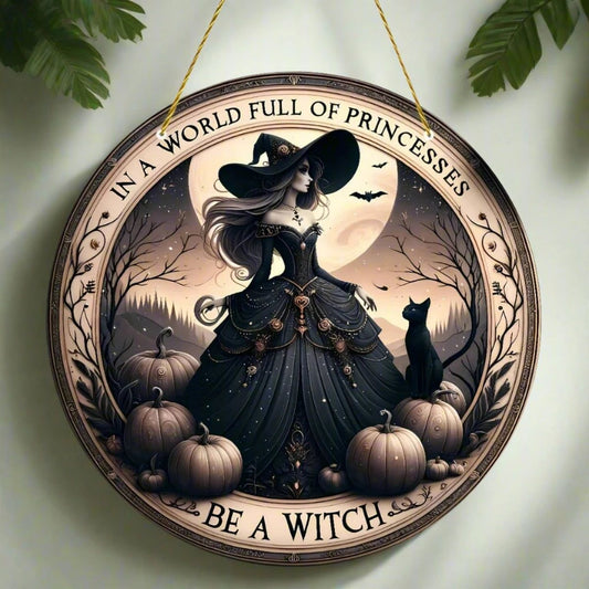 Mystic Witch Acrylic Round Sign Gothic Halloween Decor