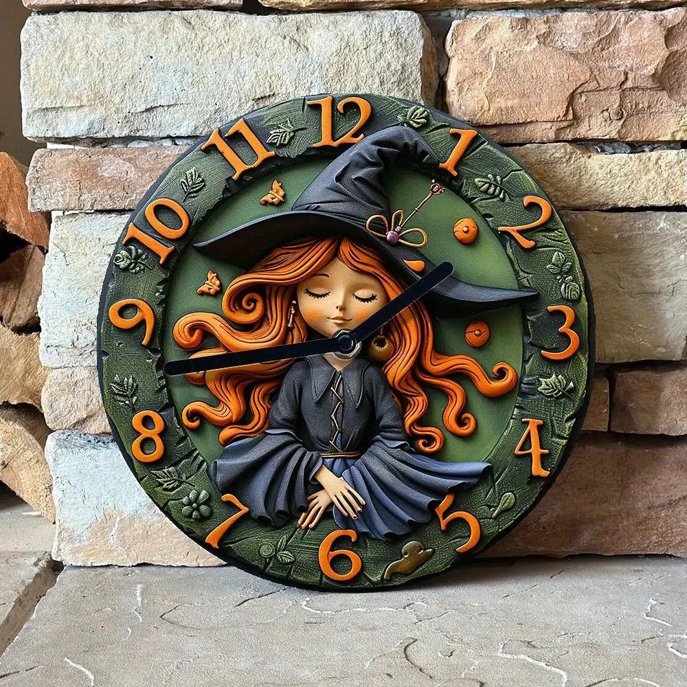 Cute Witch Wall Clock Mystic Witch Home Decor-MoonChildWorld