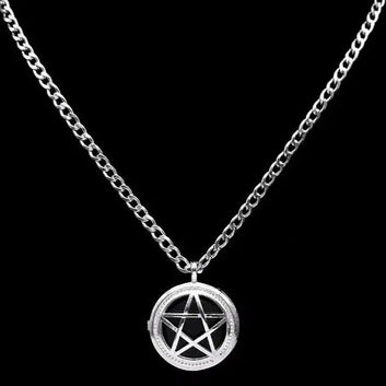 Obsidian Stone Wicca Pentacle Necklace