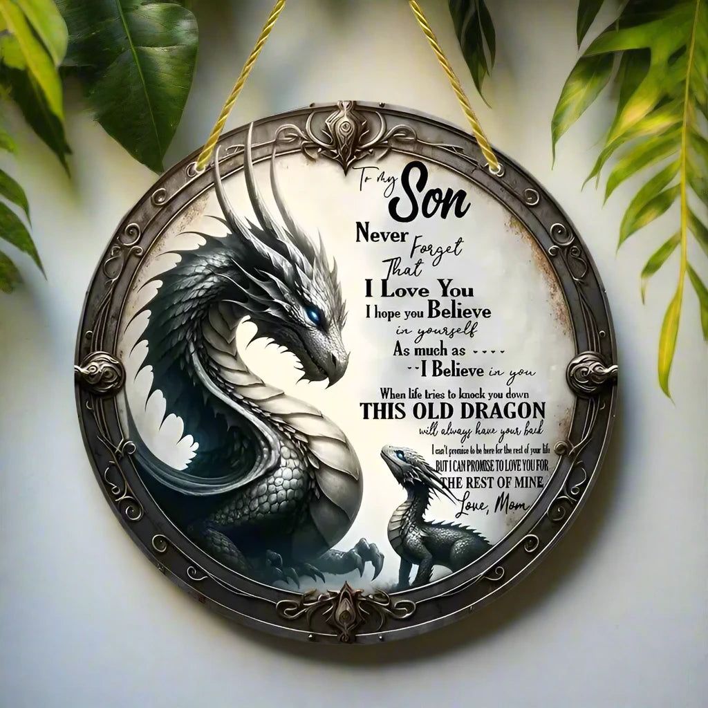 Dragon Wooden Sign Mythical Dragon Hanging Sign-MoonChildWorld