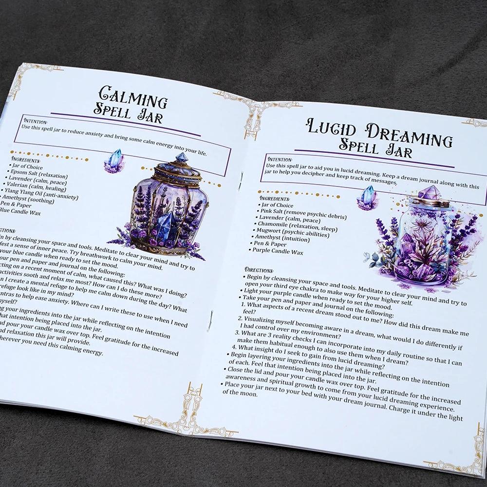 Spell Jar Guide: 20 Witchcraft Recipes for Building, Charging & Disposal and Blank Grimoire Page-MoonChildWorld