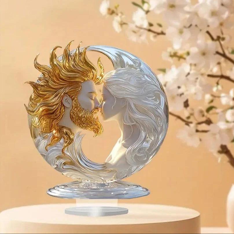 Sun and Moon Goddess Acrylic Decorative Plaque Desktop Decor Celestial Goddess Table Ornament-MoonChildWorld